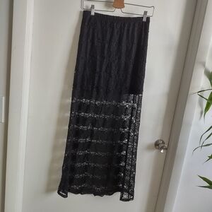 Lily White Elegant Black Lace Pencil Skirt